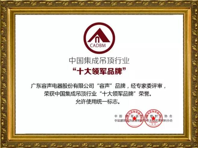 中國集成吊頂行業(yè)“十大領(lǐng)軍品牌”