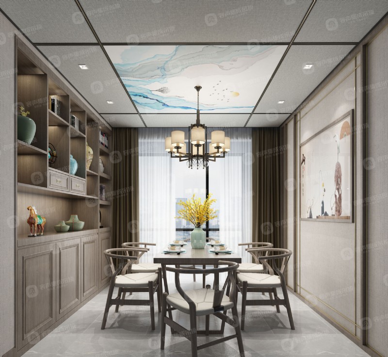 容聲集成吊頂中式極簡(jiǎn)餐廳