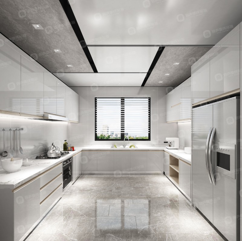 容聲集成吊頂大板現(xiàn)代極簡廚房效果圖