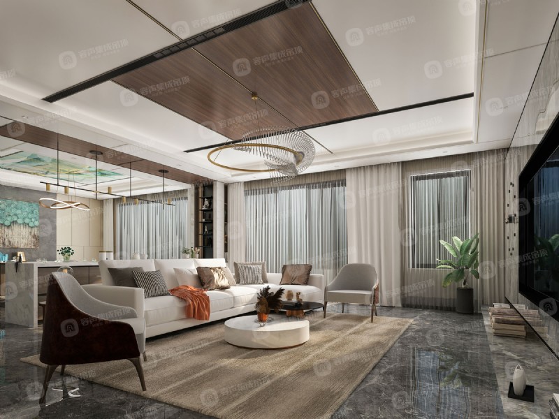 容聲集成吊頂大板意式輕奢客廳效果圖